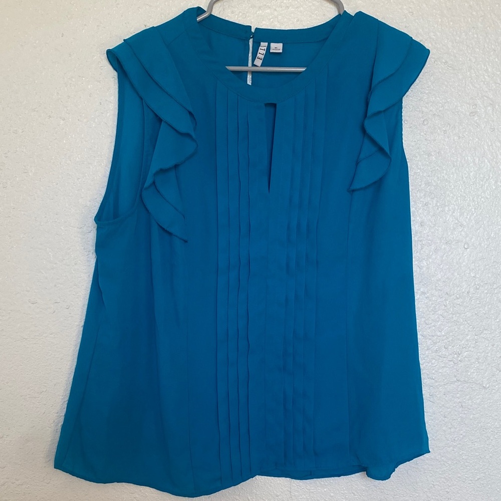 Elle Teal Ruffle Blouse